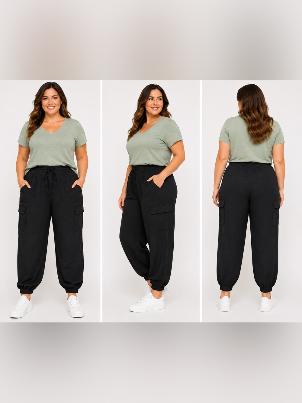 Maurices Black Cargo Jogger Pants Size Large